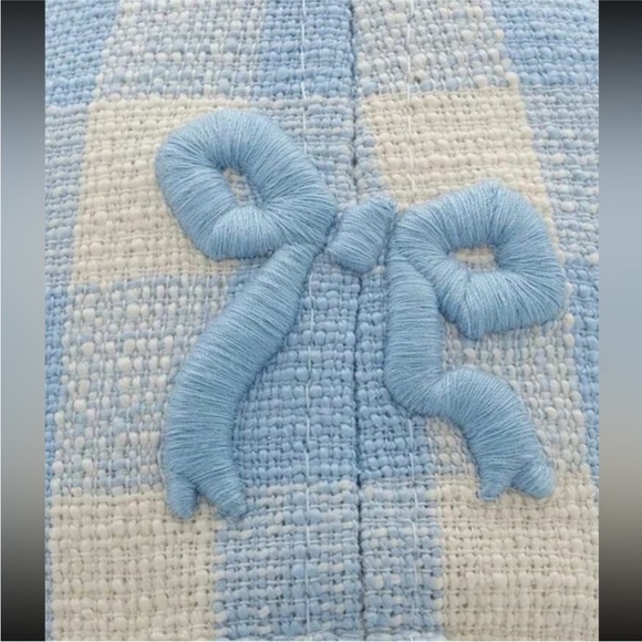 Adjustable Checkered Light Pink + White Embroidered Bowknot Baseball Cap OS New - Picture 9 of 11